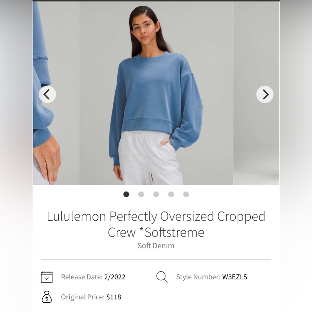 Lululemon Perfectly Oversized Cropped Crew-Softstreme